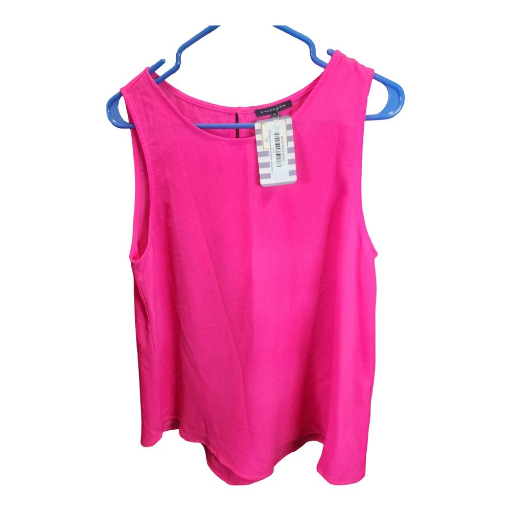NWT Staccato Fuchsia Pink Crew Neck Flowy Tank Blouse Size M
